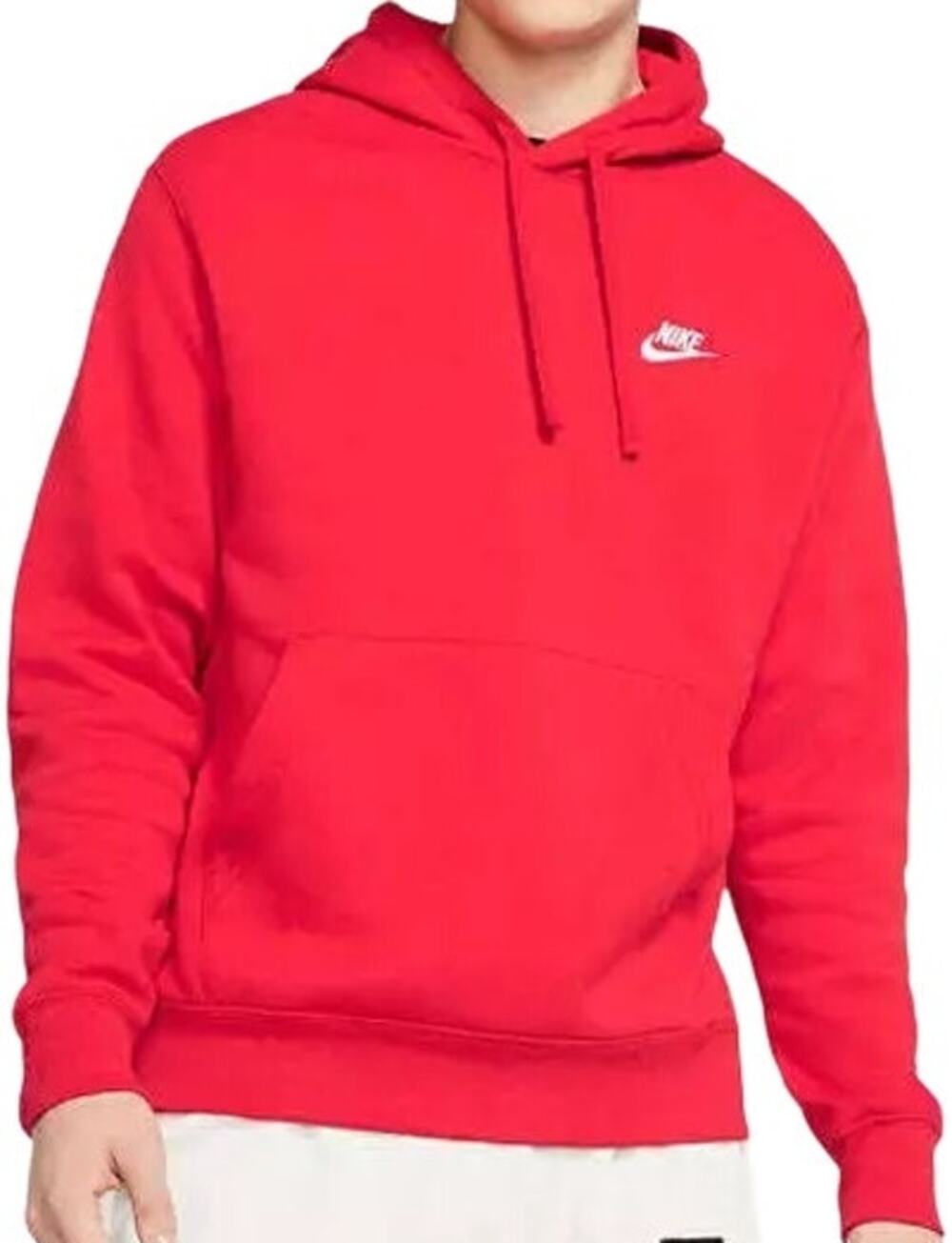 Nike Sportswear Club Fleece Hoodie Drawstring Oversized Logo Pocket Red XL